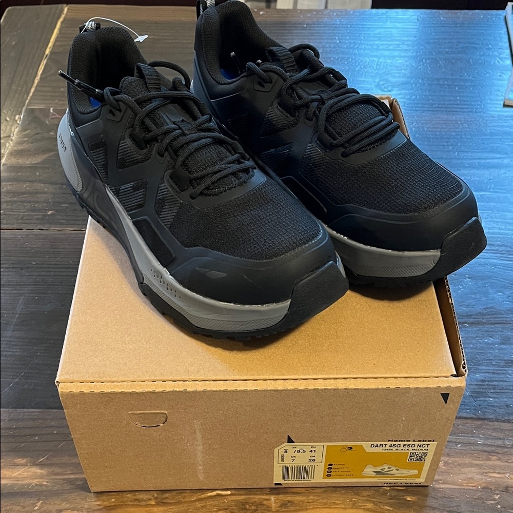 Men's Black lace up Work Shoes Nano Composite Toe, non-slip